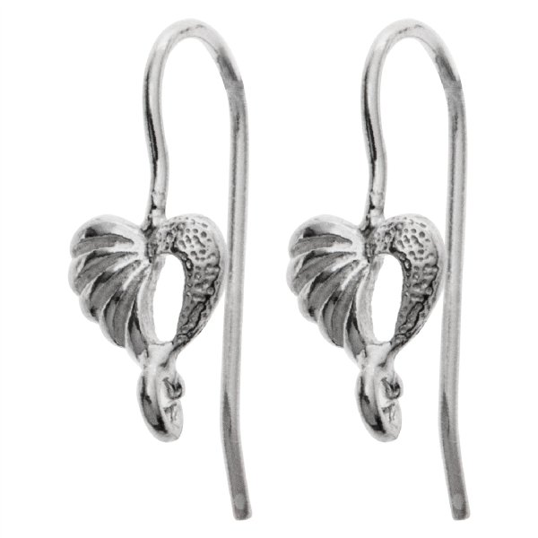 2x Sterling Silver Heart Earwire Earring French Hook Connector dangle