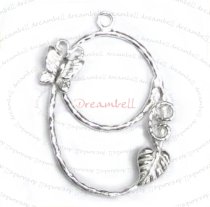 1 Sterling silver BUTTERFLY LEAF OVAL Pendant Charm Connector 32.5mm