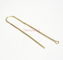 2x 14K Gold filled EAR WIRE THREAD with Bridge & JUMP RING EARWIRES 1.7"
