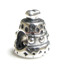 Sterling Silver Birthday Cake for European Charm Bracelets