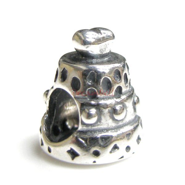 Sterling Silver Birthday Cake for European Charm Bracelets