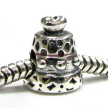 Sterling Silver Birthday Cake for European Charm Bracelets