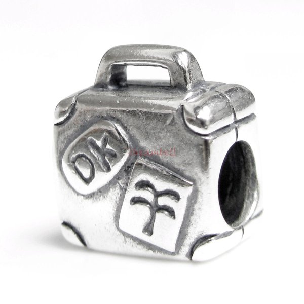 Sterling Silver SUITCASE LUGGAGE BAG Bead for European Charm Bracelet