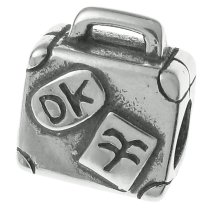 Sterling Silver SUITCASE LUGGAGE BAG Bead for European Charm Bracelet