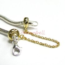 Sterling Silver Gold Plated Stopper Safety Chain Bead for European Charm Bracelets