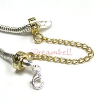 Sterling Silver Gold Plated Stopper Safety Chain Bead for European Charm Bracelets