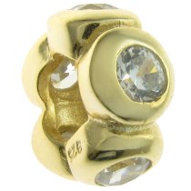 Gold 925 Sterling Silver Flower Shape CZ Bead for European Charm Bracelets