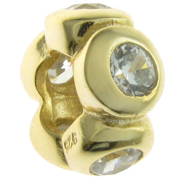 Gold 925 Sterling Silver Flower Shape CZ Bead for European Charm Bracelets