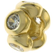 Gold 925 Sterling Silver Flower Shape CZ Bead for European Charm Bracelets