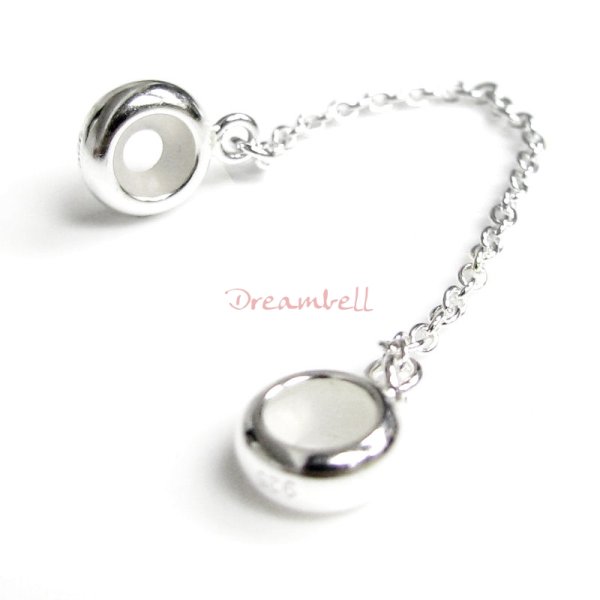 Sterling Silver Stopper Safety Chain Bead for European charm Bracelets