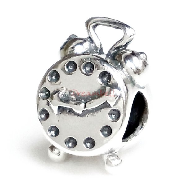Sterling Silver Alarm Clock Bead for European Charm Bracelets