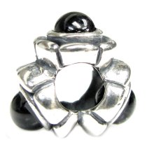 Sterling Silver Black Stone Bead for for European Charm Bracelets