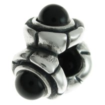 Sterling Silver Black Stone Bead for for European Charm Bracelets