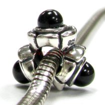 Sterling Silver Black Stone Bead for for European Charm Bracelets