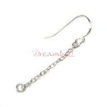 2x Sterling Silver French Hook Ear Wire Chain Extender