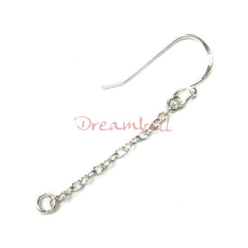 2x Sterling Silver French Hook Ear Wire Chain Extender