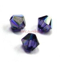 24x Swarovski Elements Xilion Crystal 5328 Purple Velvet AB 4mm