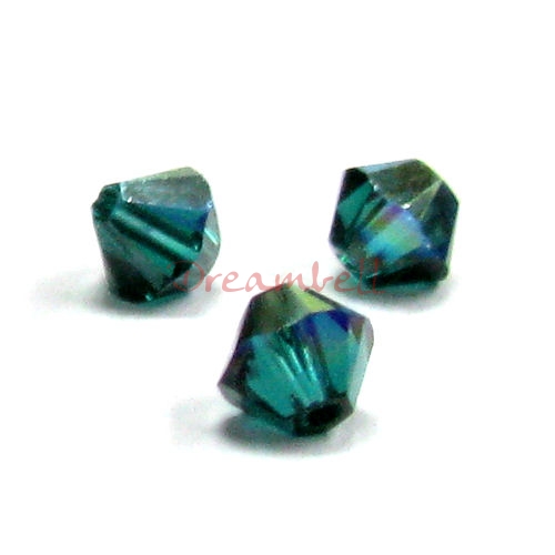 24 x Swarovski Elements Xilion Crystal 5328 Emerald AB 4mm