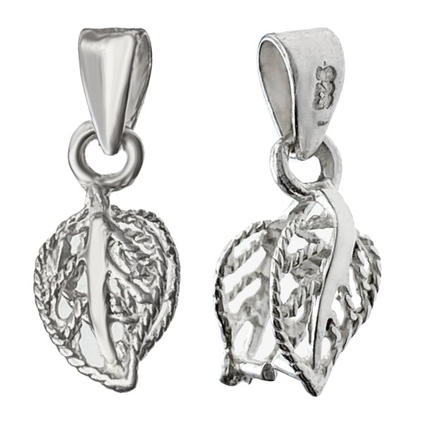 1 x Sterling Silver Leaf Bail Pinch in Pendant Clasp Connector Slide