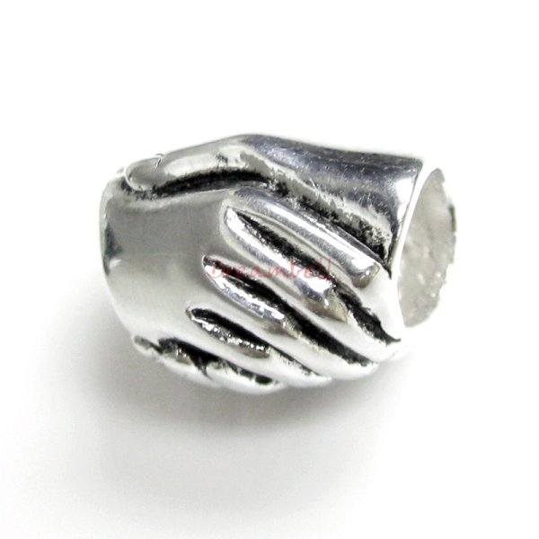 Sterling Silver Hand Shake Friendship Bead for for European Charm Bracelets
