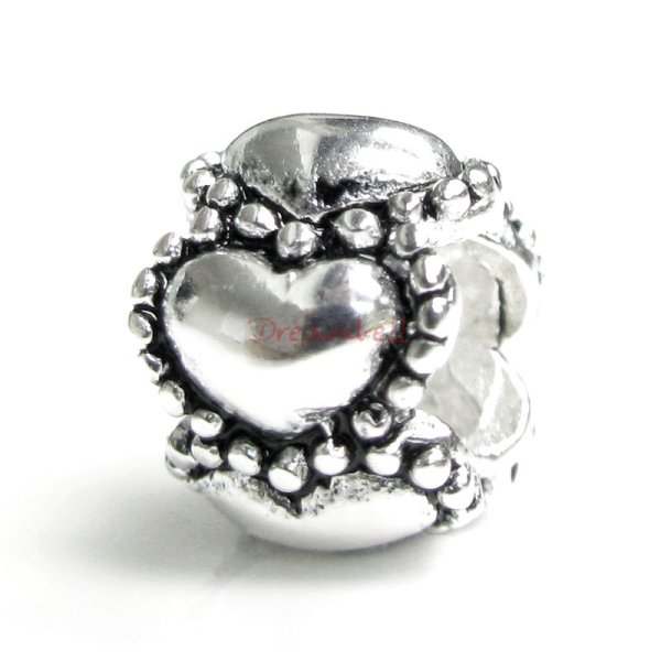 Sterling Silver Endless Love Heart Bead for European Charm Bracelets