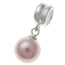 1x Sterling Silver Rosaline Crystal Pearl Pendant Bead for European Charm Bracelets Using Swarovski Elements Crystal Pearl