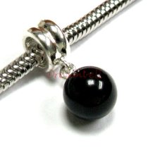1x Sterling Silver Mystic Black Crystal Pearl Pendant Bead for European Charm Bracelets Using Swarovski Elements Crystal Pearl