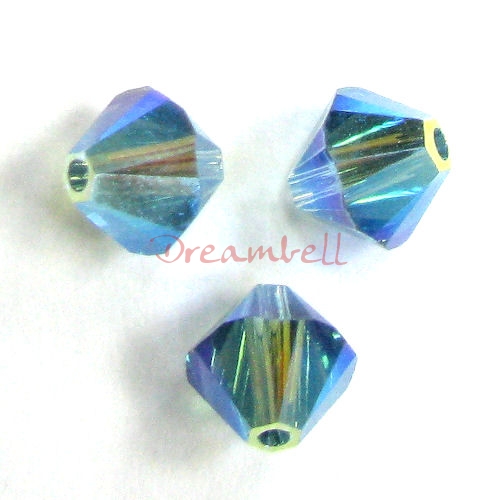 12 x Swarovski Elements Xilion Crystal 5328 Indicolite AB 2x 6mm