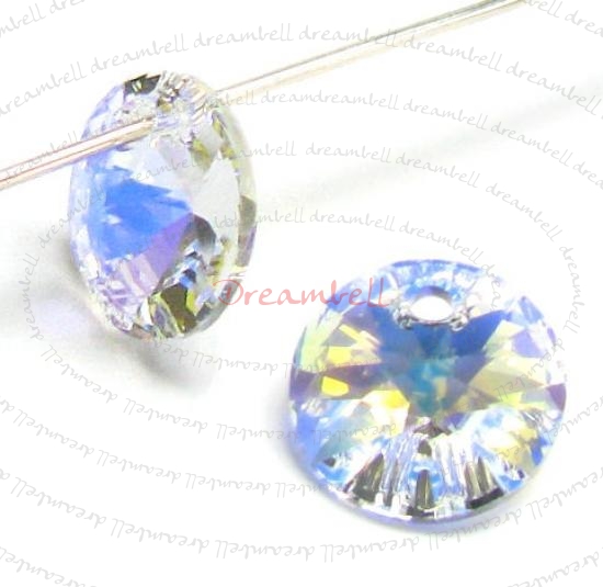 24x Swarovski Crystal 6428 Xilion Rivoli Pendant Charm Clear AB 6mm