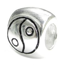 Sterling Silver Chinese YING YANG Bead for European Charm Bracelets