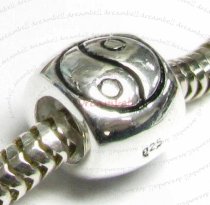 Sterling Silver Chinese YING YANG Bead for European Charm Bracelets