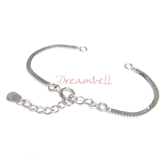 1x STERLING SILVER BOX Chain Bracelet / Necklace connector Clasp tag