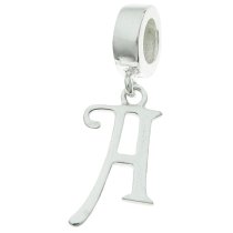 1x Sterling Silver Letter Initial A Dangle Bead for European Charm Bracelets