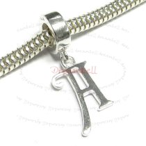 1x Sterling Silver Letter Initial A Dangle Bead for European Charm Bracelets