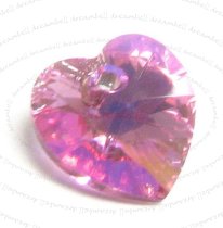 4x Swarovski Xilion Crystal Heart Charm pendant Pink Rose AB 10mm 6228