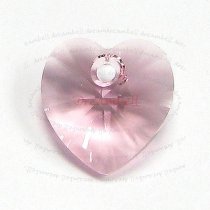 2x Swarovski Xilion Crystal 6228 Heart Charm light pink Rose 14mm