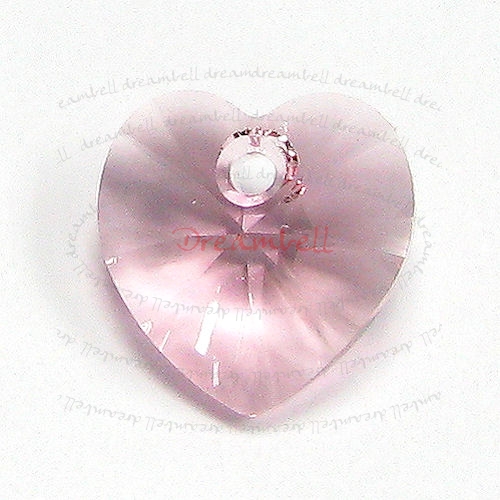 2x Swarovski Xilion Crystal 6228 Heart Charm light pink Rose 14mm