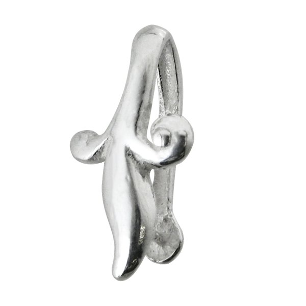 1x Sterling Silver Leaf Flower Bail Pinch in Pendant Connector Pin Clasp Slide