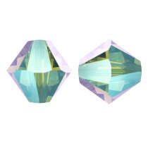 12x Swarovski Elements Xilion Bicone Crystal 5328 5301 AB 2x Peridot 6mm
