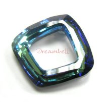 1x Swarovski Elements 4437 Cosmic Square Ring Bermuda Blue 20mm