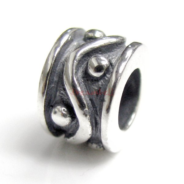Sterling Silver Dot Wave Bead for European Charm Bracelets