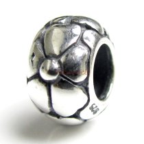 Sterling Silver Flower Bead for European Charm Bracelets