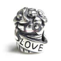 Sterling Silver Rose Love Bead for European Charm Bracelets