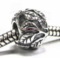 Sterling Silver Leaf Tree life Bead for European Charm Bracelets 10mm