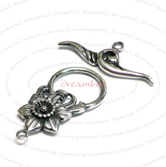 1X STERLING Silver Daisy Flower Toggle Clasp BEAD 31mm