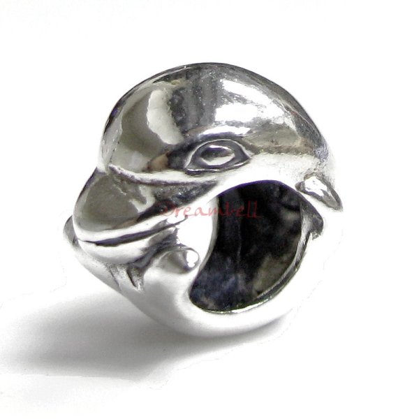 Sterling Silver Dolphin Bead for European Charm Bracelets