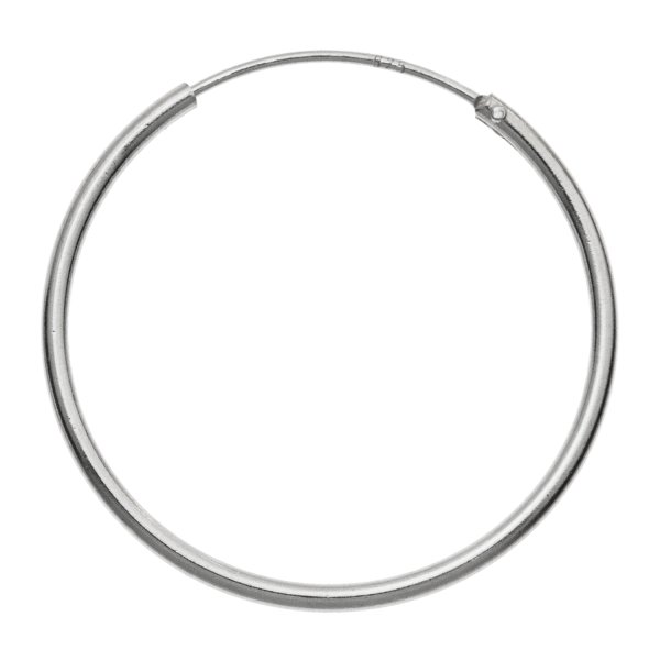 2 x Sterling Silver Plain Hoop Earrings Earwires / Chandelier Connector 25mm