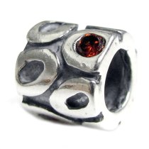Sterling Silver Oval Dot CZ Flower Bead for European Charm Bracelets