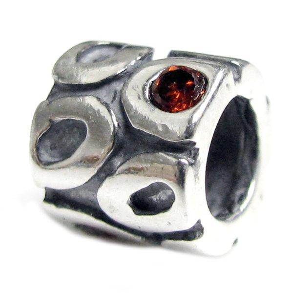 Sterling Silver Oval Dot CZ Flower Bead for European Charm Bracelets