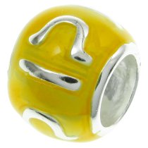Sterling Silver Zodiac HOROSCOPE LIBRA Enamel Bead for European Charm Bracelets